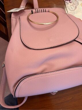 Nordstrom Dusty Pink Pebbled Backpack with Gold Ring Accent